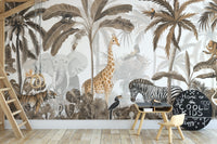 Tropical Jungle Wild Animals Trees Wallpaper Mural - Giffywalls