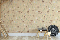 Delicate deer wallpaper for rustic décor
