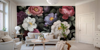 Floral Design on Dark Background Mural
