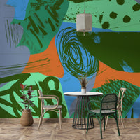 90 orange blue Wall Mural