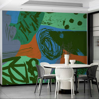 90 orange blue Wall Mural