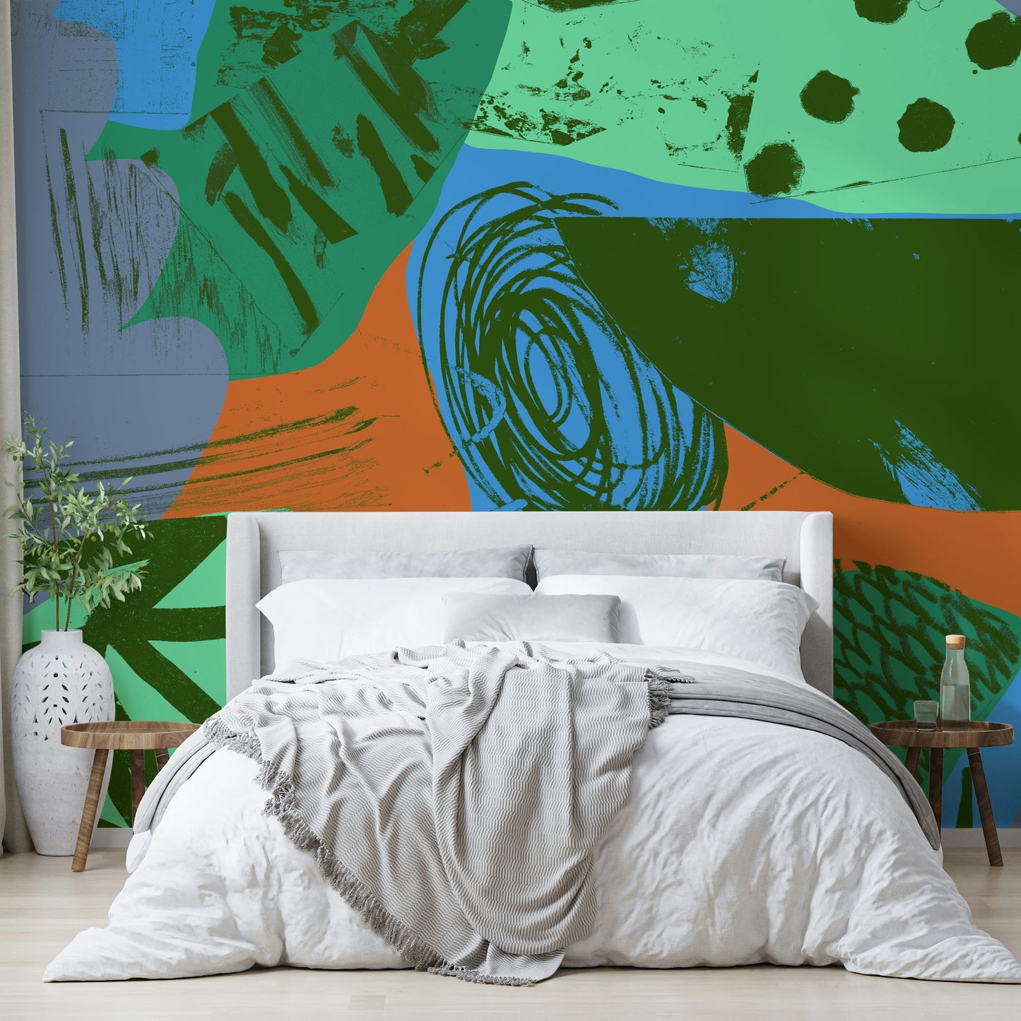 90 orange blue Wall Mural