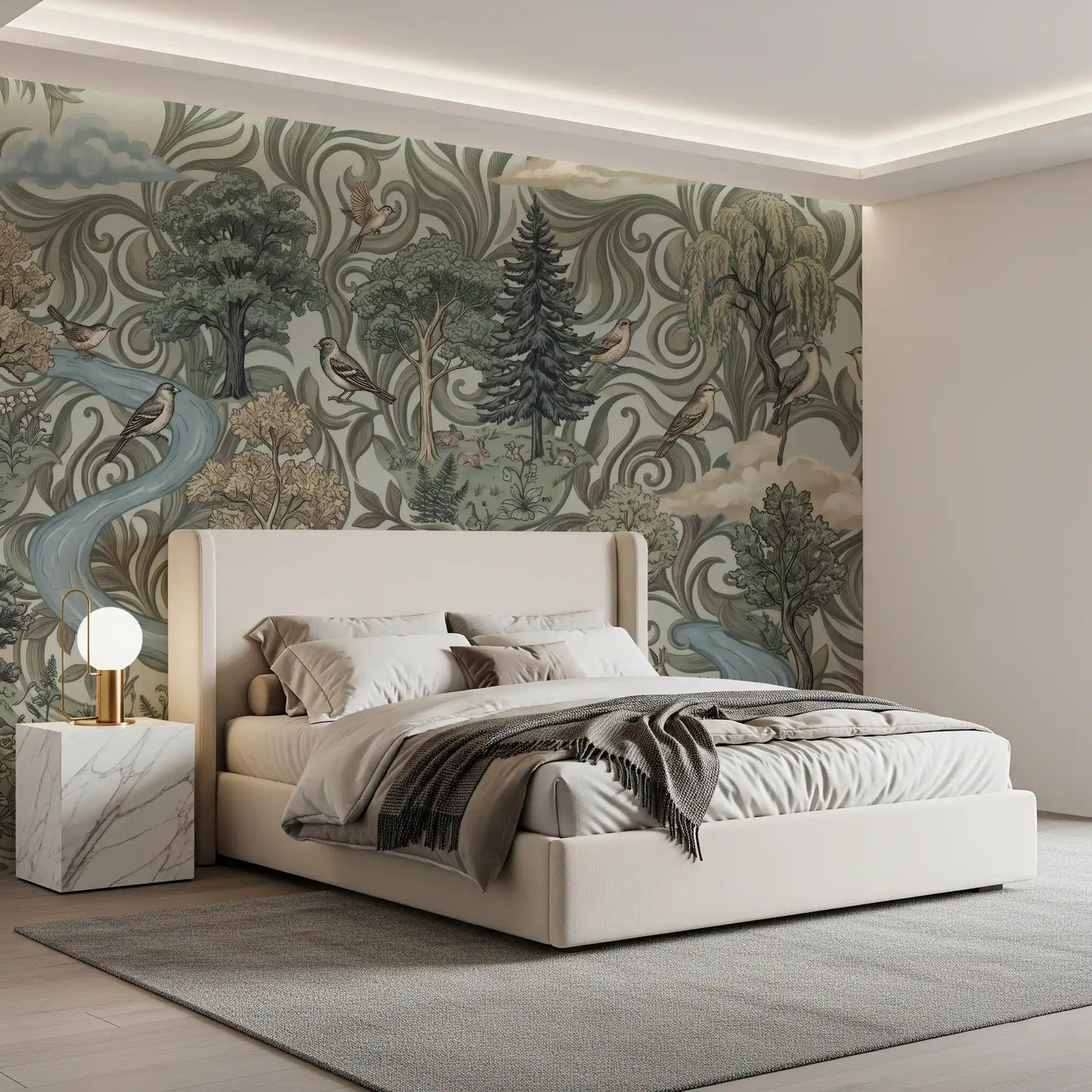 Misty Forest River Escape Wall Mural