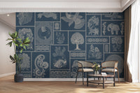 Traditional Warli art in indigo shade

