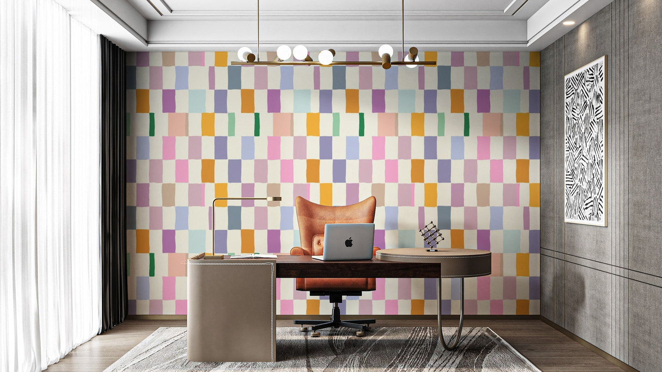 Removable wallpaper with vibrant mosaic design