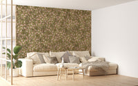 Watercolor floral and leaf design mural for modern spaces
