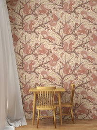 Woodland squirrels wallpaper pattern

