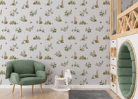 Cozy bunny and garden wallpaper pattern
