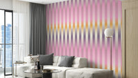 Soft-focus lilac striped wall mural for decor
