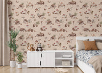Watercolor hedgehog forest wallpaper print

