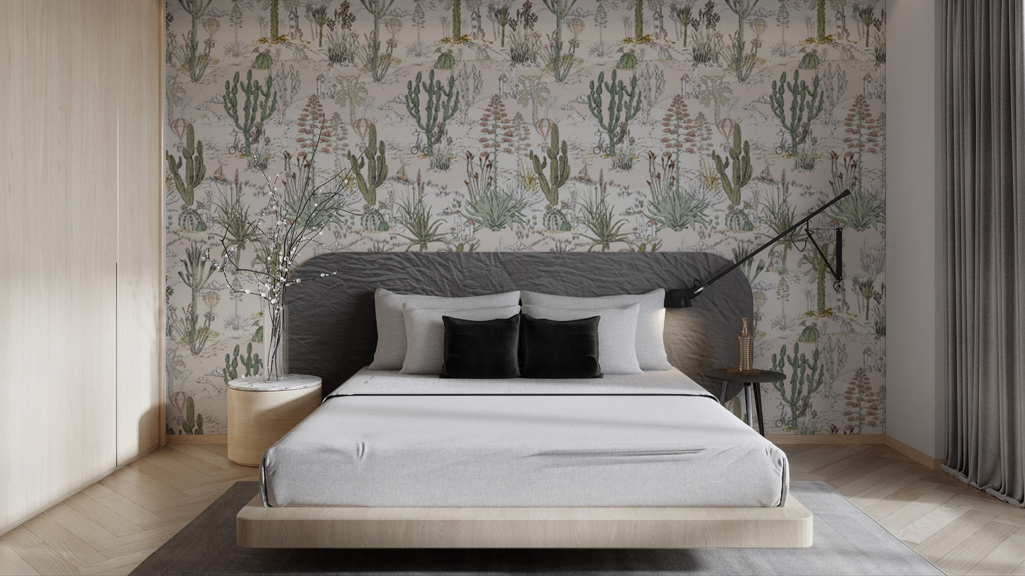 Enchanted cacti dreamland wallpaper for serene desert vibes