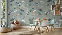 Tranquil green marine wallpaper design
