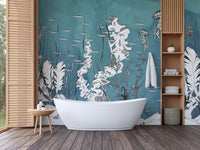 Intricate underwater botanical wall mural
