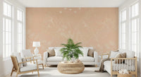 Serene Peach Botanical Line Art Wall Mural