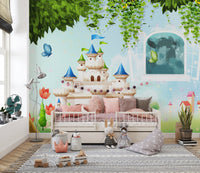 Magical castle wallpaper for princess decor
