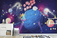 Girl on the Planet with Flying Balloons Wallpaper - Giffywalls