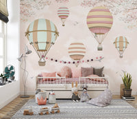 Ballons in the Sky Kids Room Wallpaper Mural - Giffywalls