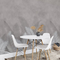 Gray and palm leaves wallpaper for walls