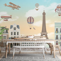 Children Room Eiffel Tower City Wallpaper Mural - Giffywalls