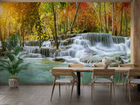 Sparkling waterfall in jungle wallpaper mural design