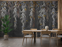 Willow leaves and butterflies wallpaper mural for walls