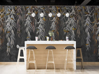 Hanging Willow Leaves and Butterflies Wallpaper Mural - Giffywalls