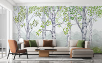 Green Watercolor Wood Kids Room Wallpaper Mural - Giffywalls