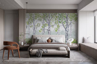 Green Watercolor Wood Kids Room Wallpaper Mural - Giffywalls