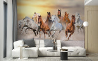 7 Fiery Running Horses Wallpaper Mural - Giffywalls