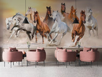 Artistic running horses mural for walls
