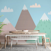 Finely illustrated Mountains Wallpaper Mural - Giffywalls