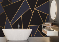 Artistic mosaic wall decor with gold accents
