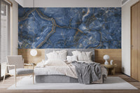 White & Blue Onyx Marble Wallpaper Mural - Giffywalls