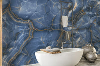Elegant blue and white onyx marble wallpaper