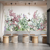Botanical Wild Flowers & Herbs Wallpaper Mural - Giffywalls