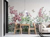 Botanical Wild Flowers & Herbs Wallpaper Mural - Giffywalls