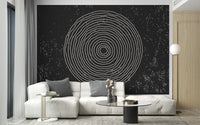 Black & White Concentric Circles Wallpaper Mural - Giffywalls