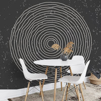 Black & White Concentric Circles Wallpaper Mural - Giffywalls