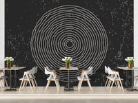 Black & White Concentric Circles Wallpaper Mural