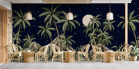 Starry tropical night sky wallpaper mural design