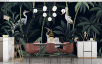 Tropical Birds In Night Sky Wallpaper Mural - Giffywalls