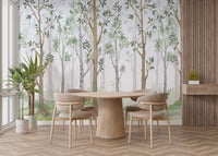 Forest Green Watercolor Wallpaper Mural - Giffywalls