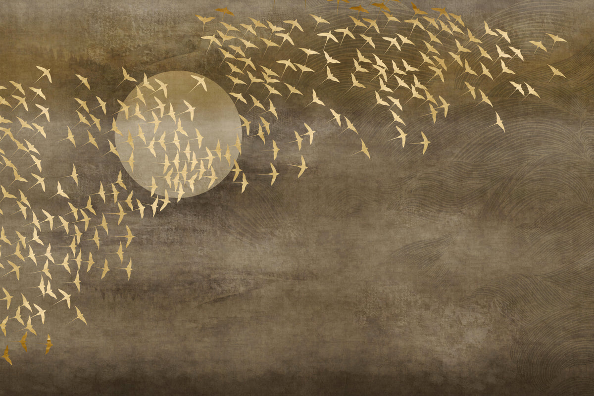 Golden Skies Avian Removable Wallpaper Mural in your room — zoomed
