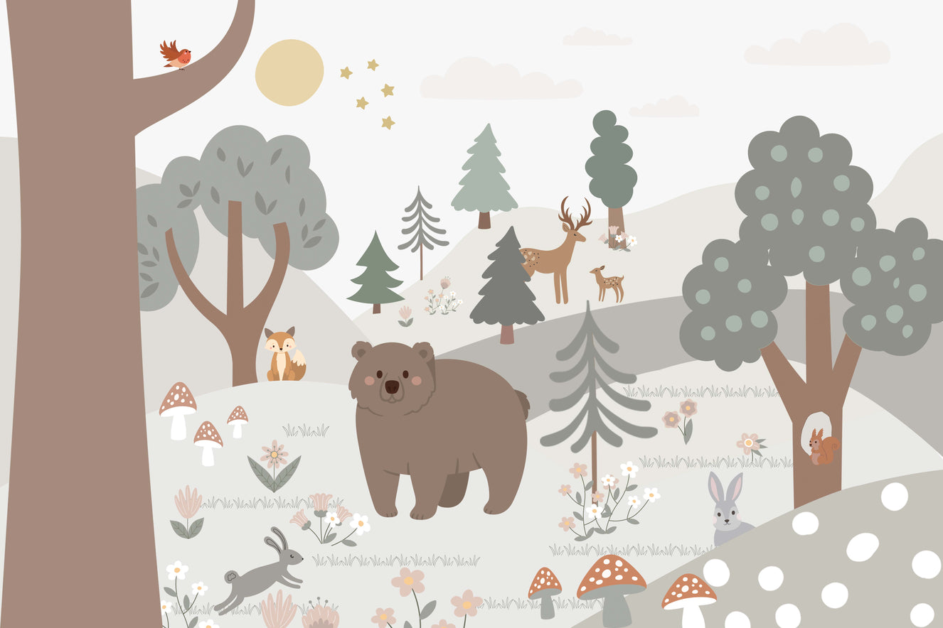 Cartoon Jungle Forest Removable Wallpaper