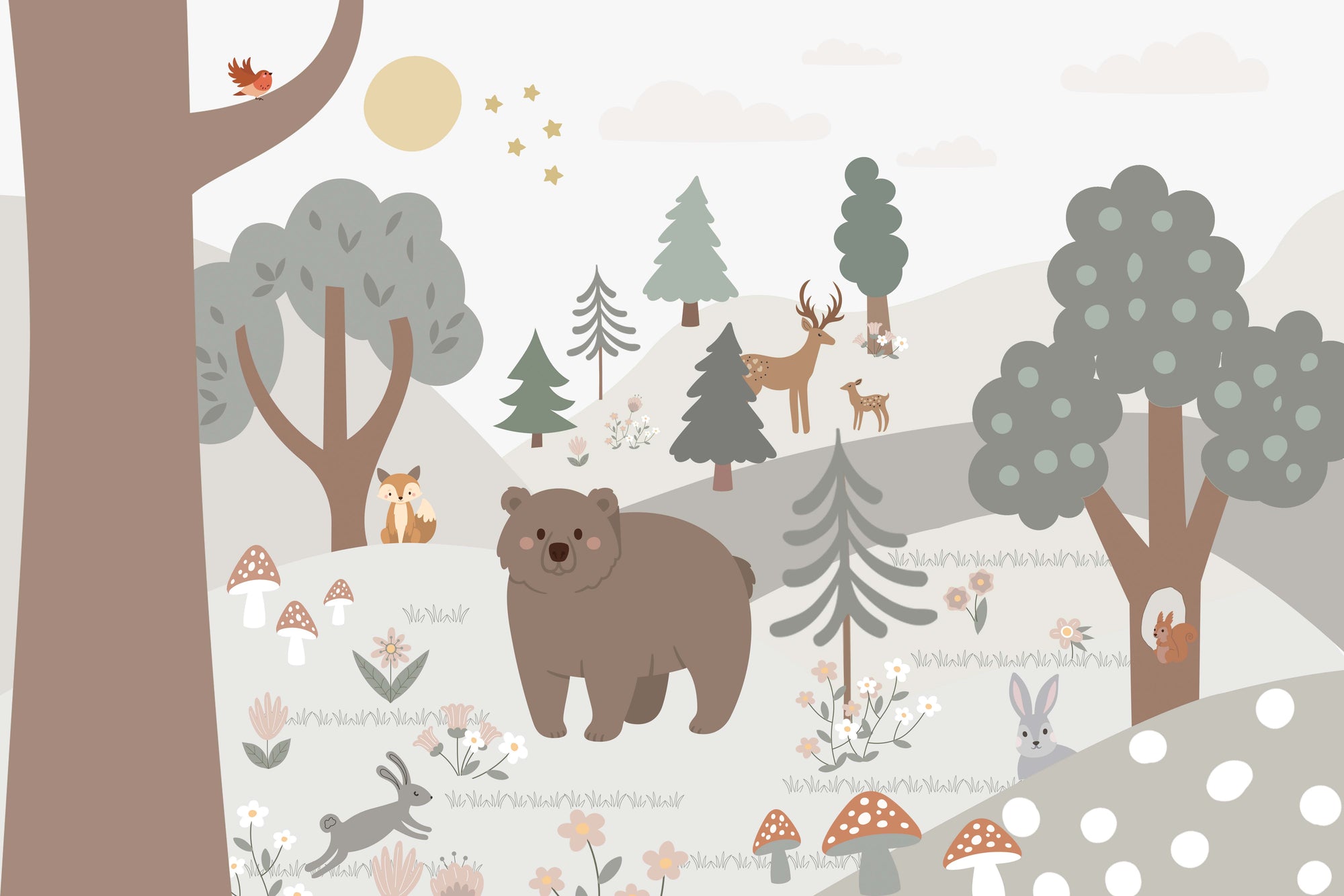 Cartoon Jungle Forest Removable Wallpaper