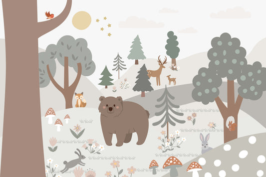 Cartoon Jungle Forest Removable Wallpaper