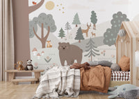 Whimsical forest animals wall covering
