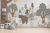 Cartoon jungle wallpaper for kids' rooms

