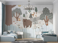 Colorful cartoon jungle mural for walls
