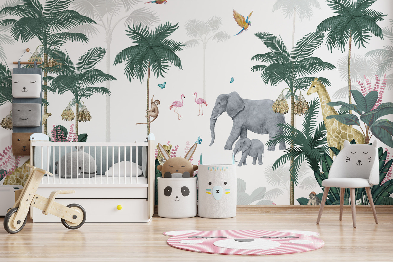Tropical Safari Kids Wallpaper Mural

